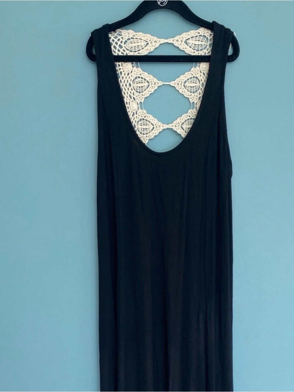 Lovestitch Black Maxi Dress with Crochet Back